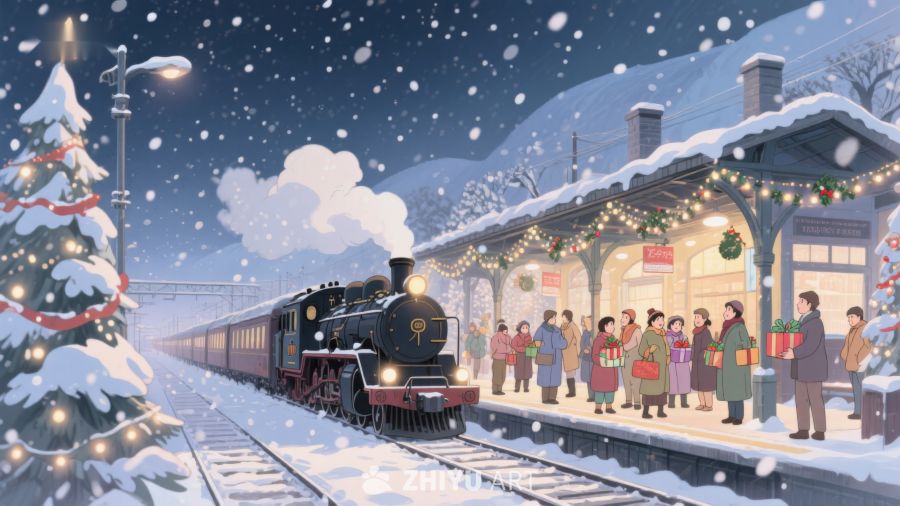 冬日火车站的温馨场景 6