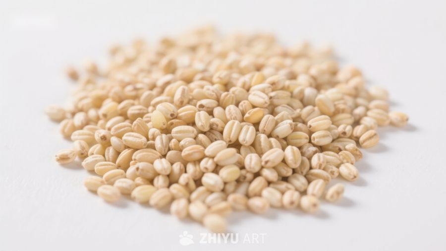 一堆浅色谷物特写