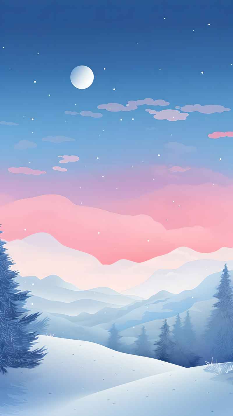 冬季唯美雪景创业插画 66