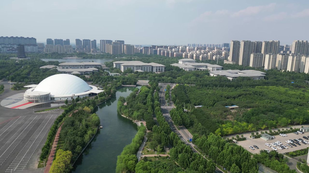  航拍淄博市会展中心