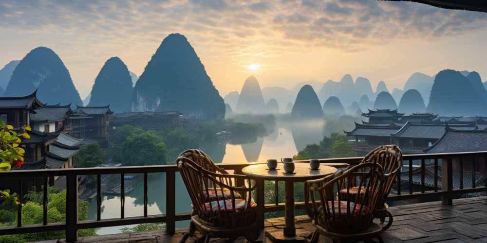 唯美山水画风景