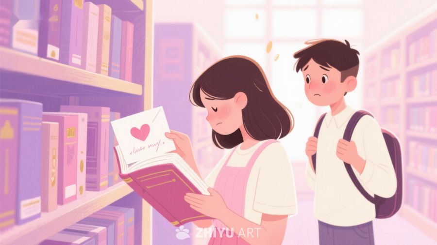 图书馆中阅读与等待的少年少女 346
