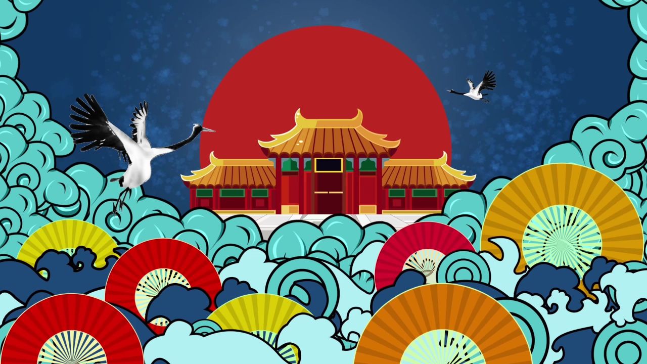 古风背景视频 中国风 意境春天 桃花 水墨 21