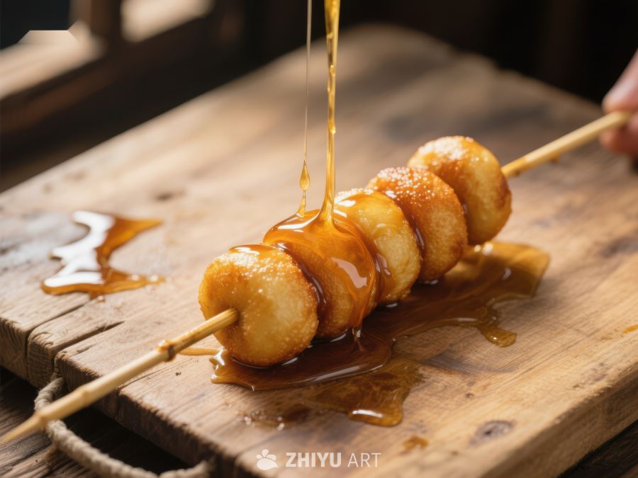 糖浆淋洒在串烧食物上 1170