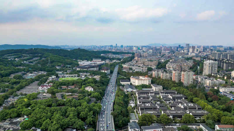 浙江杭州城市风光航拍摄影图 