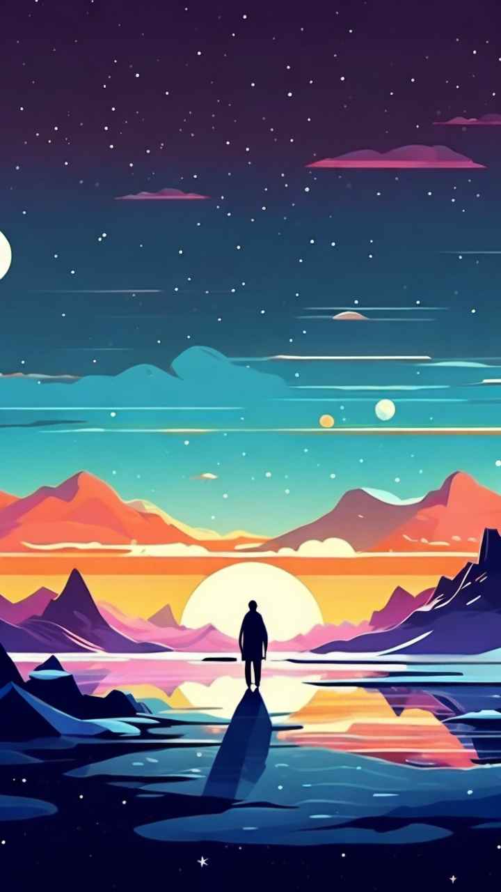仙境广角冬日沙漠插画雪景 26