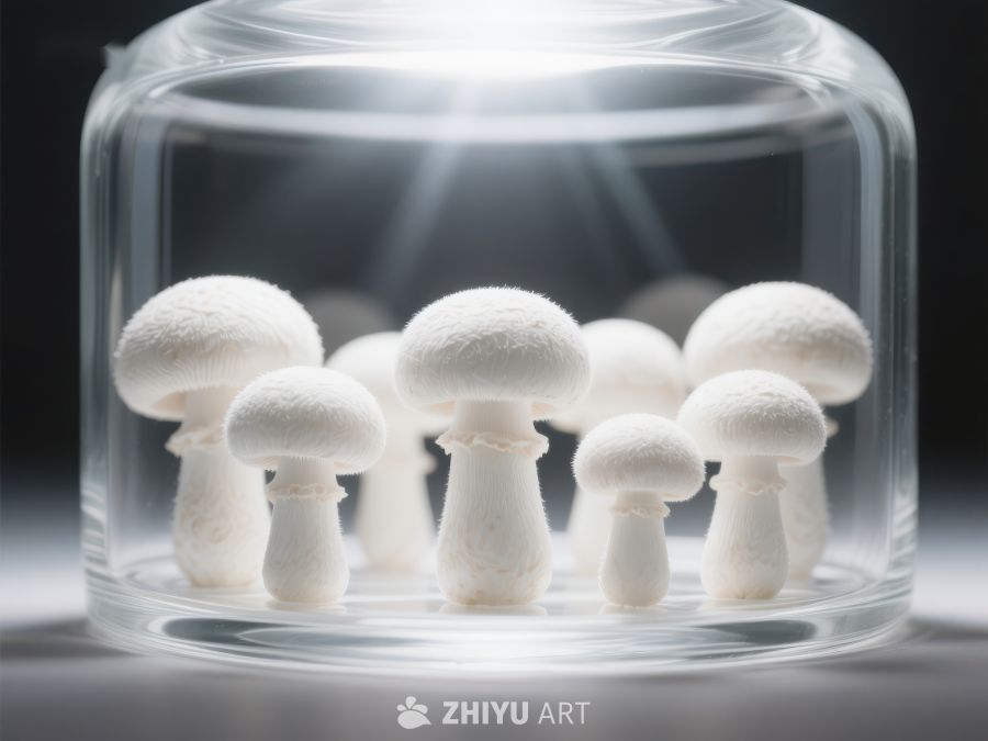 玻璃罩中的白色蘑菇群 8