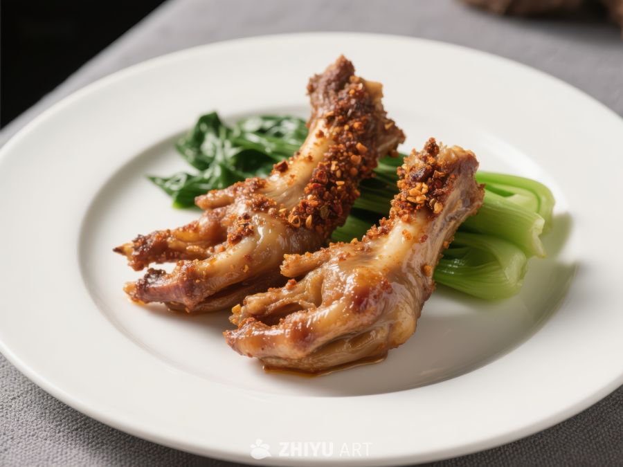 香酥鸡爪配青菜