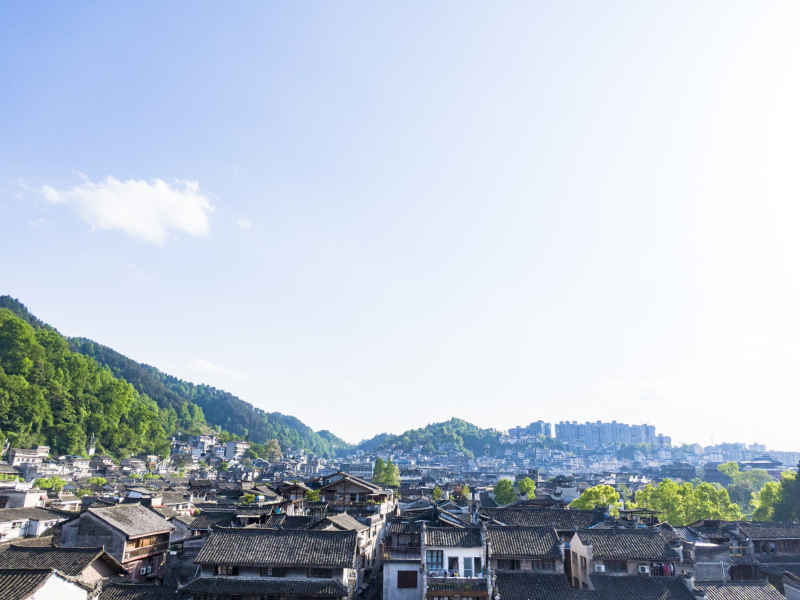 湖南湘西凤凰古城航拍