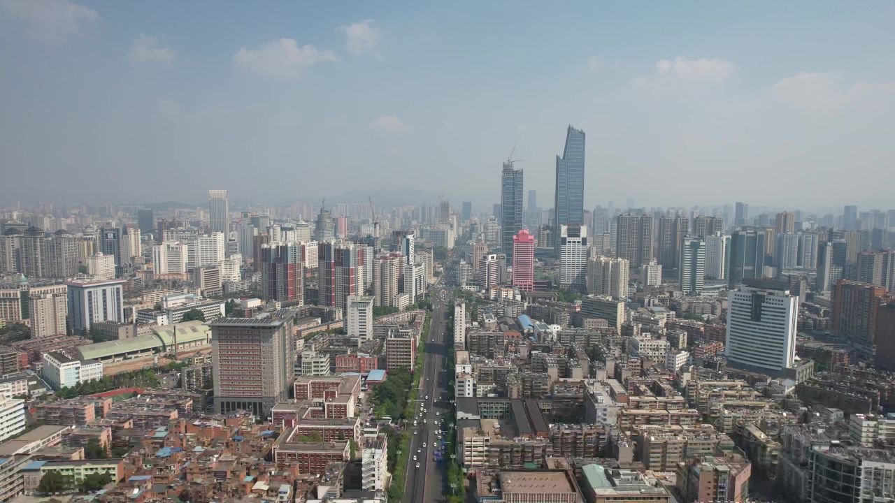 云南昆明城市交通航拍