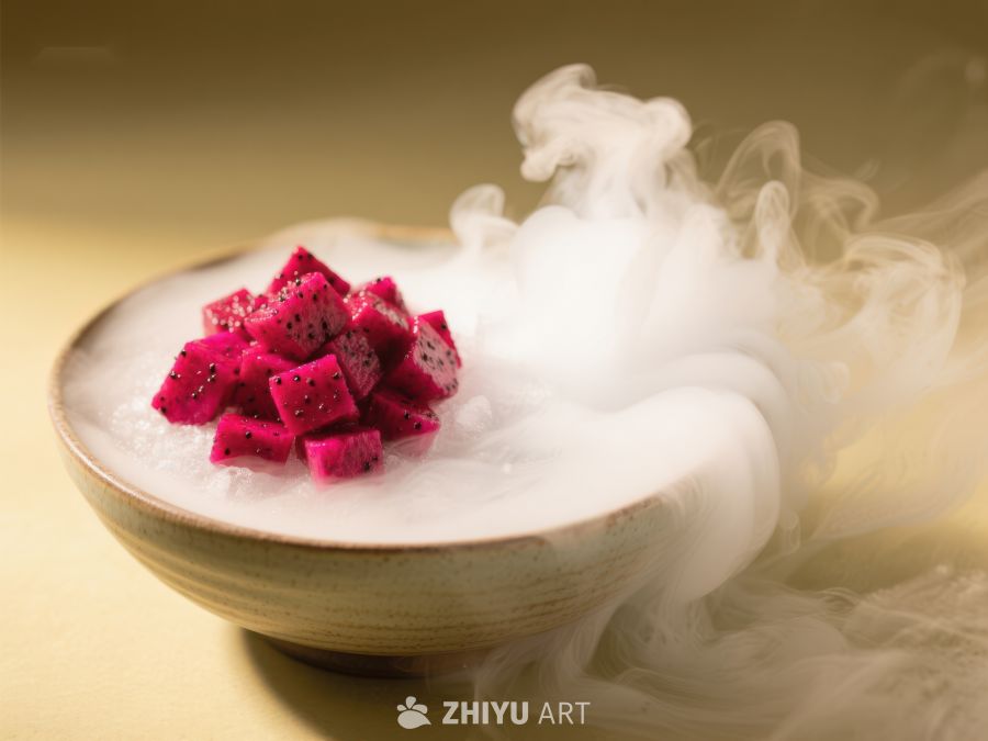 烟雾缭绕的火龙果冰碗 778