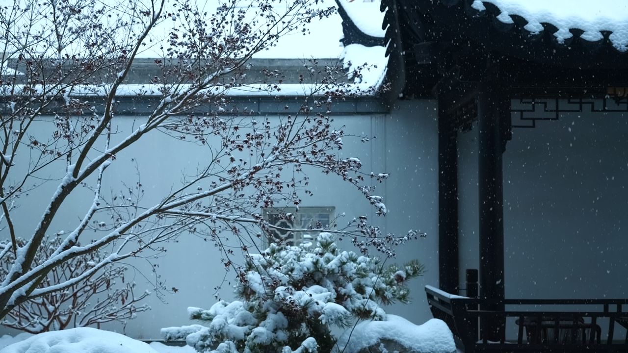 中式园林雪景 园林雪景 江南雪景 49
