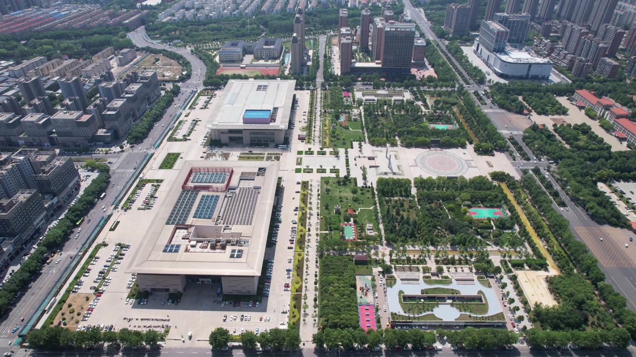 航拍许昌博物馆许昌大剧院