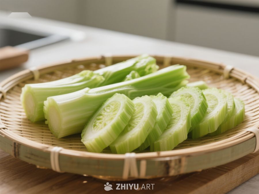 新鲜黄瓜切片置于竹篮中 448