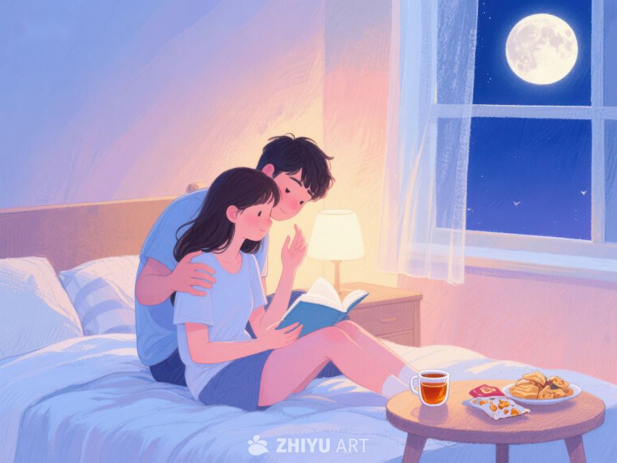 月光下温馨共读的夜晚 1099