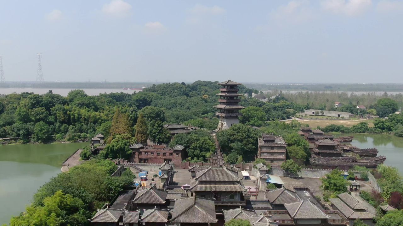 湖北赤壁三国古战场风景航拍  