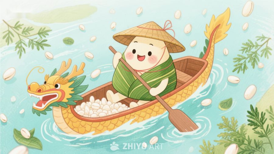 划龙舟的小人与粽子 186