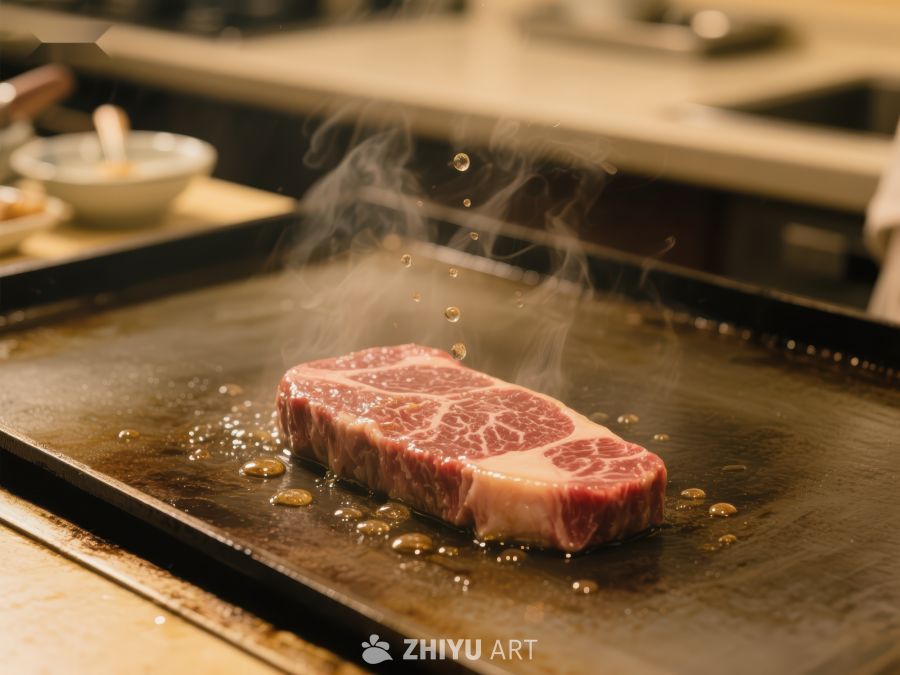 铁板上的炙烤牛肉