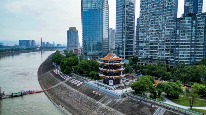 湖北宜昌城市风光航拍摄影图