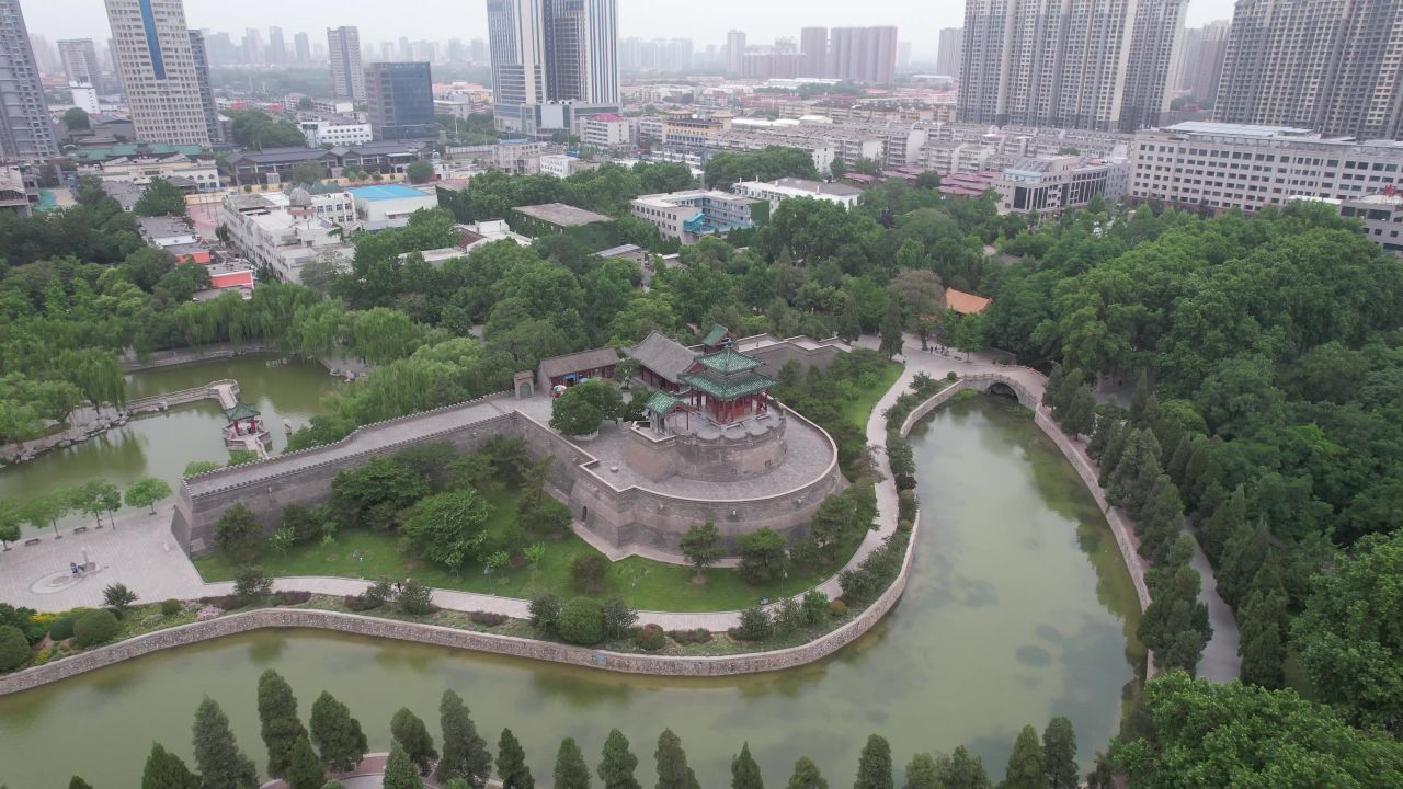 河北邯郸丛台公园航拍