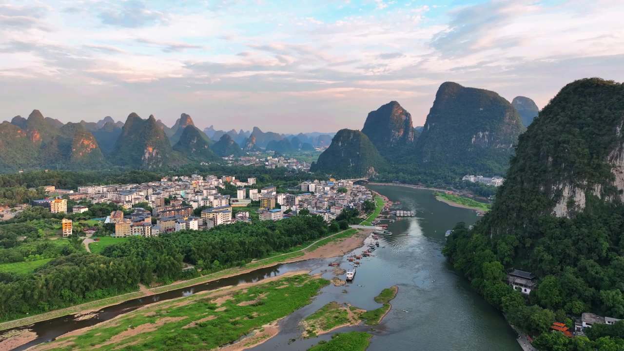 桂林山水日落时分