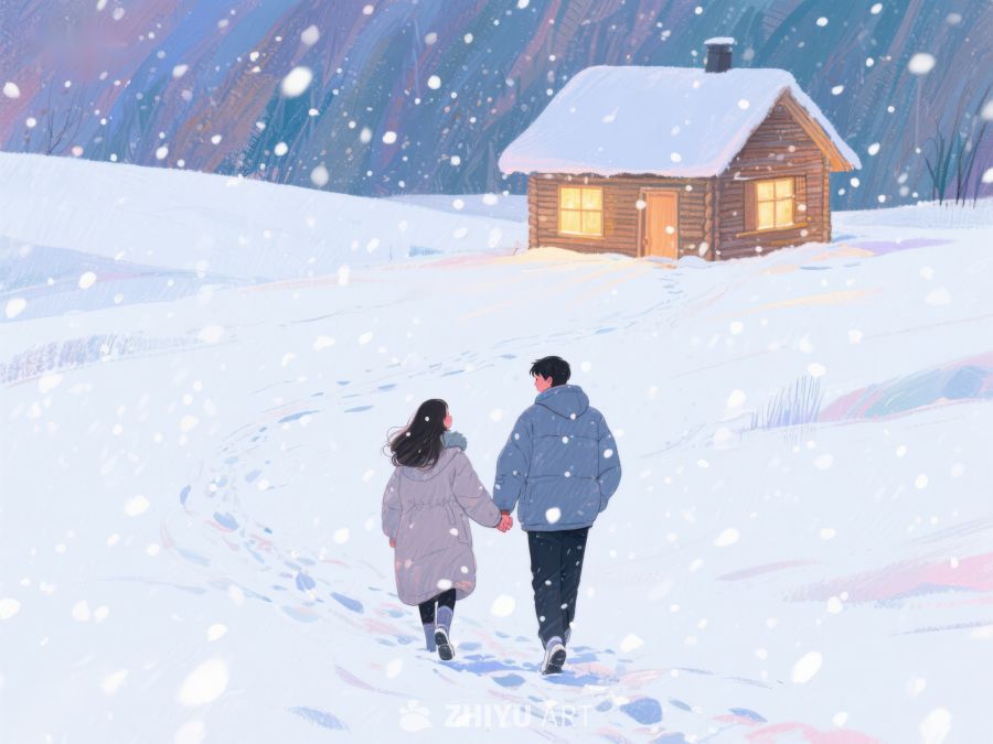 雪中漫步，温馨小屋 1003