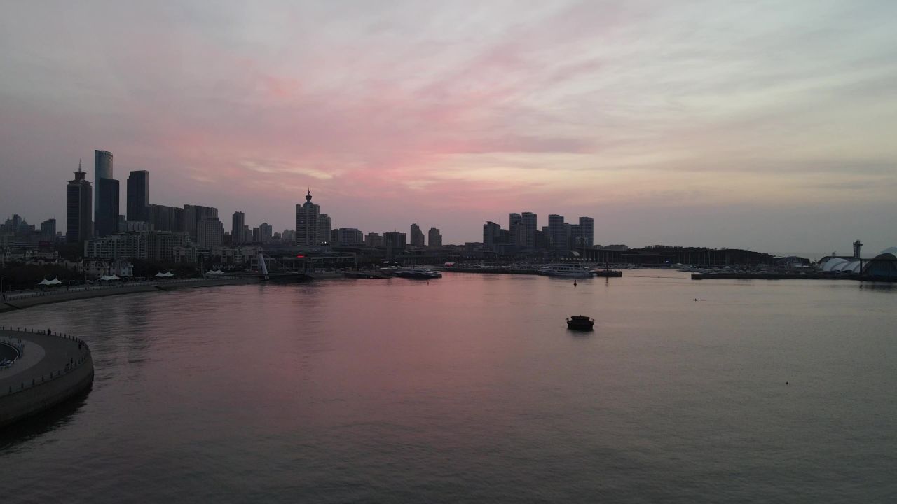 海上 日出 日落 晚霞 夕阳 山东 青岛