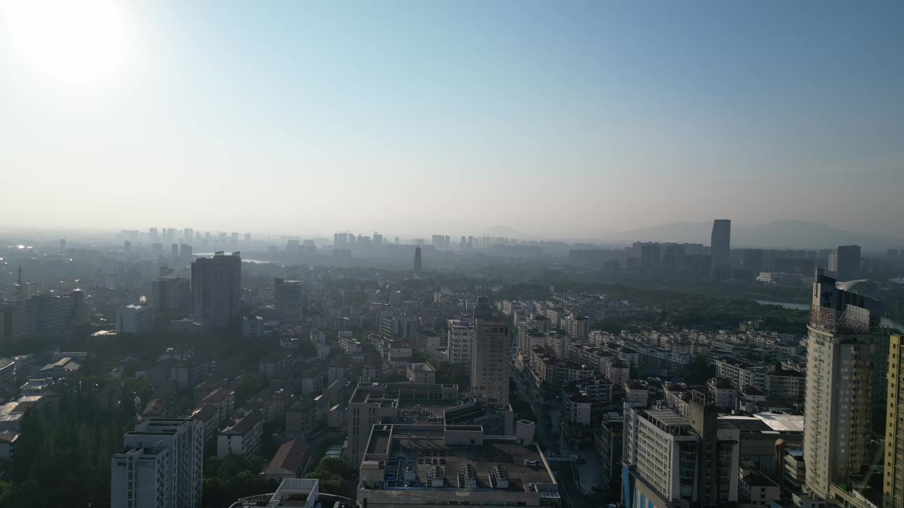  航拍金华江北商业中心
