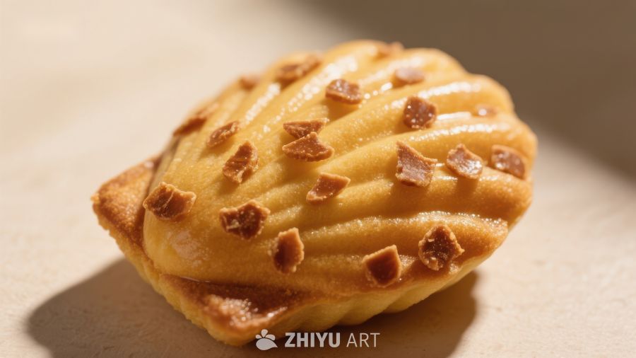 精致贝壳形糕点特写