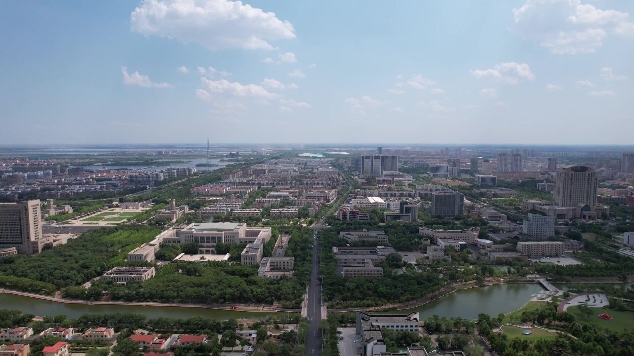 山东东营城市风光航拍 