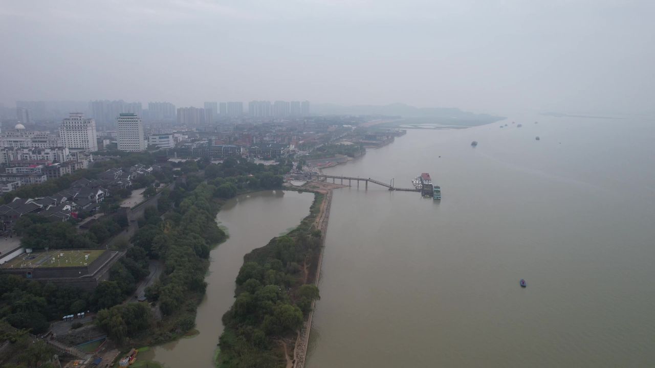 湖南岳阳洞庭湖风光航拍