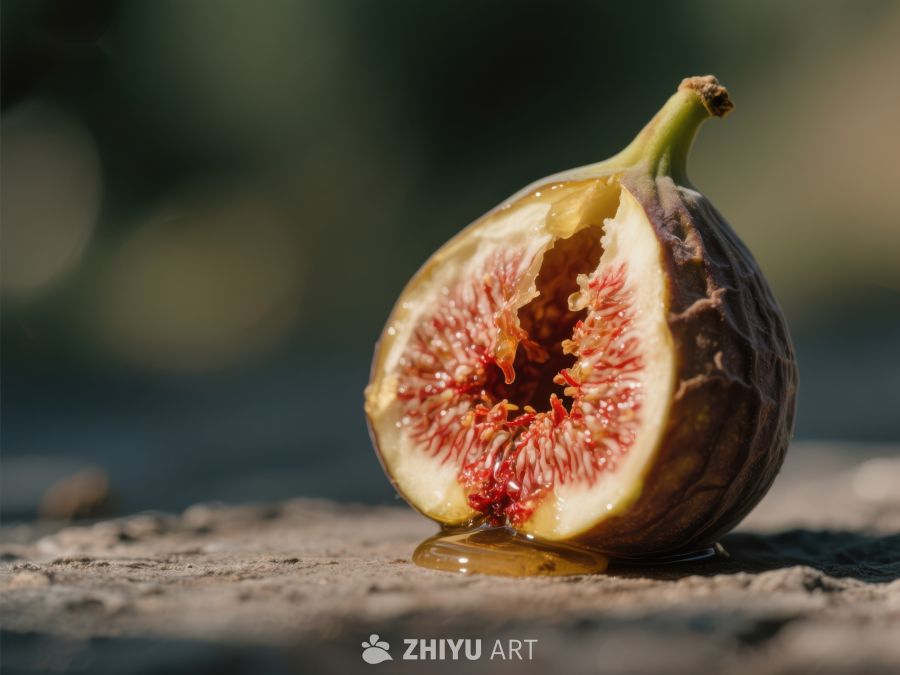 切开的无花果，汁液滴落 401