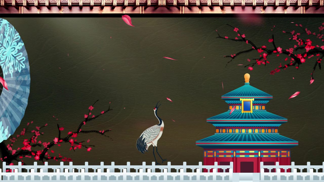 古风背景视频 中国风 意境春天 桃花 水墨 33