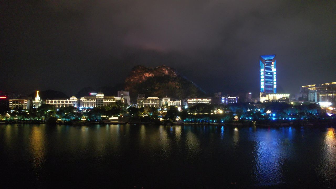 柳州城市夜景灯光航拍