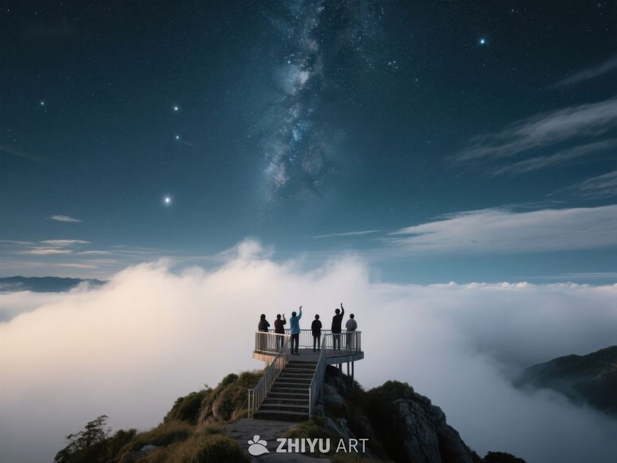 山顶观星台上的夜空与云海 128
