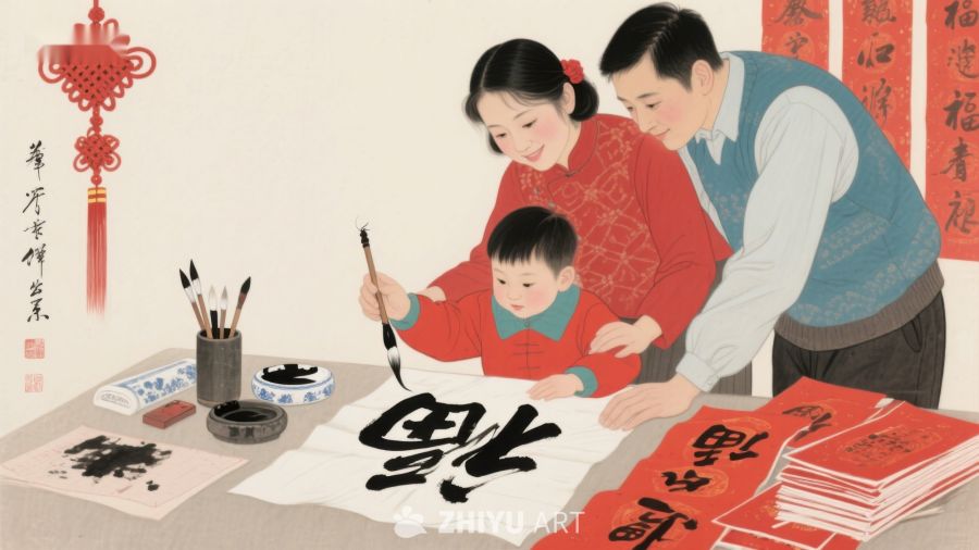 家庭共写春联，喜迎新春 454