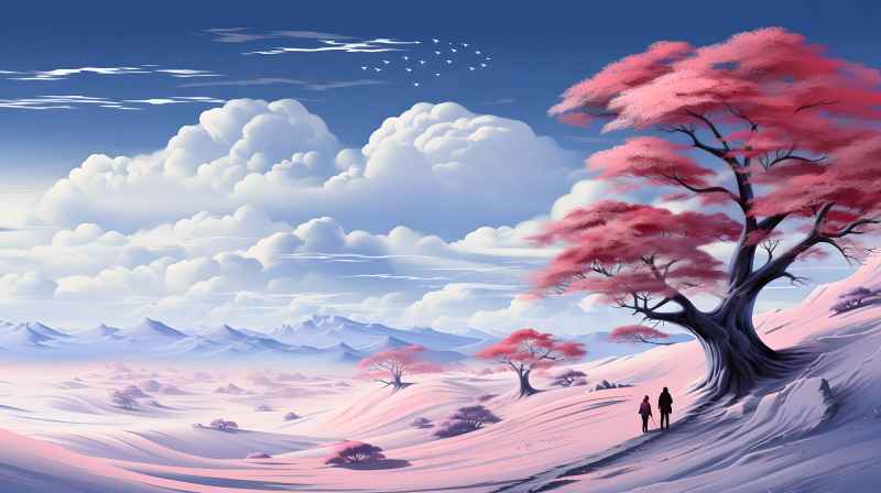 冬季唯美雪景创业插画 52
