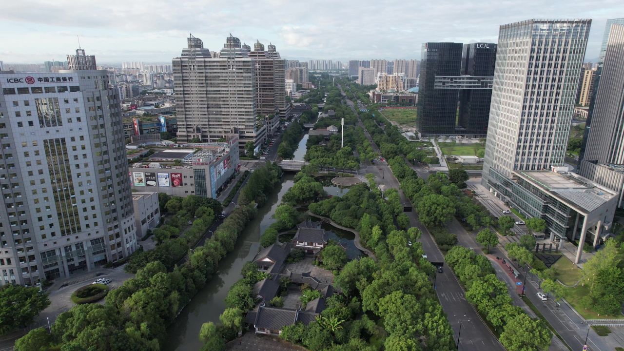  浙江台州城市风光航拍