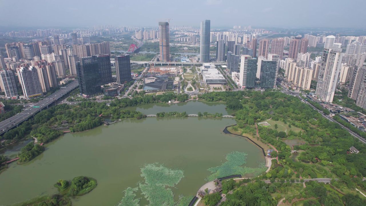  江苏赣州城市中央公园航拍 
