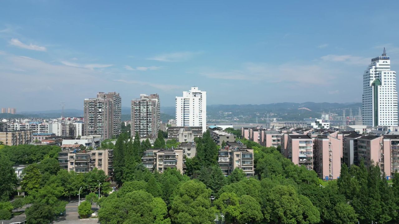 湖北宜昌城市风光航拍 