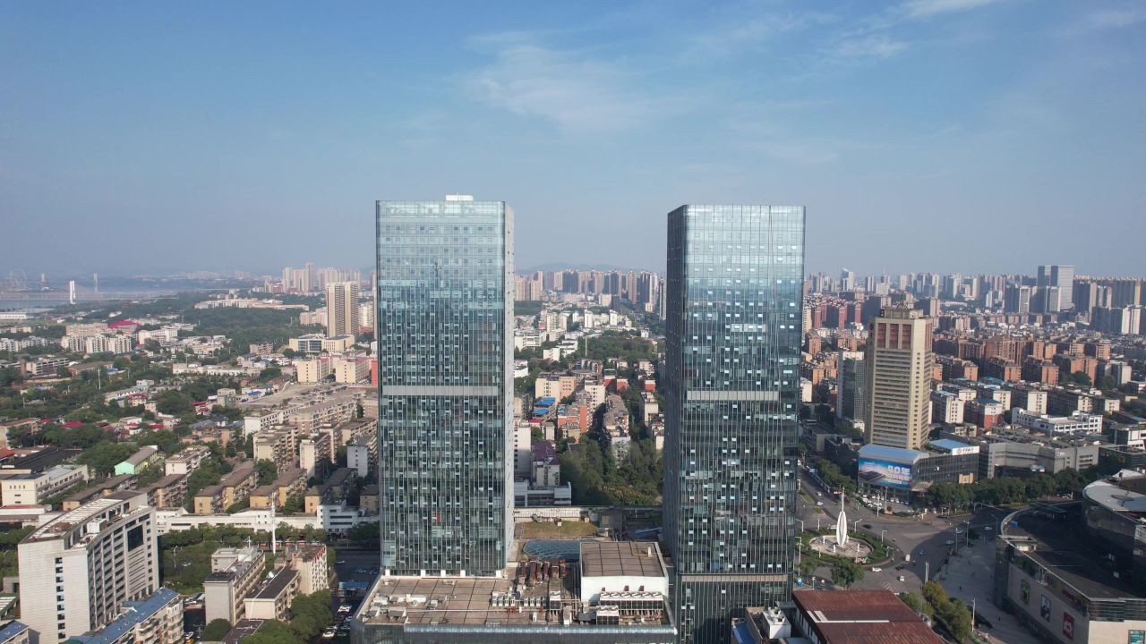 湖南湘潭城市风光地标建筑航拍 