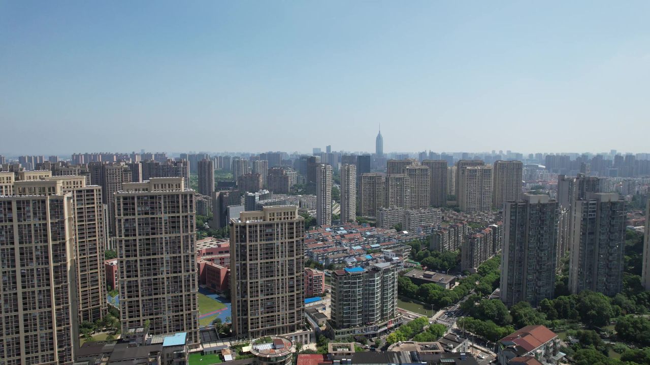 江苏常州城市风光地标建筑航拍 