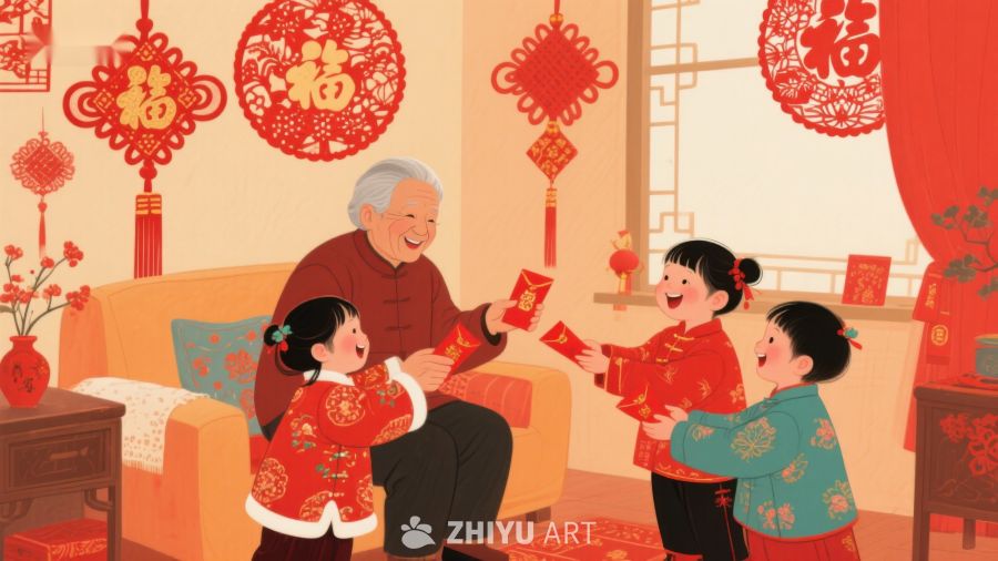 祖孙共庆新春，红包传递祝福 1276