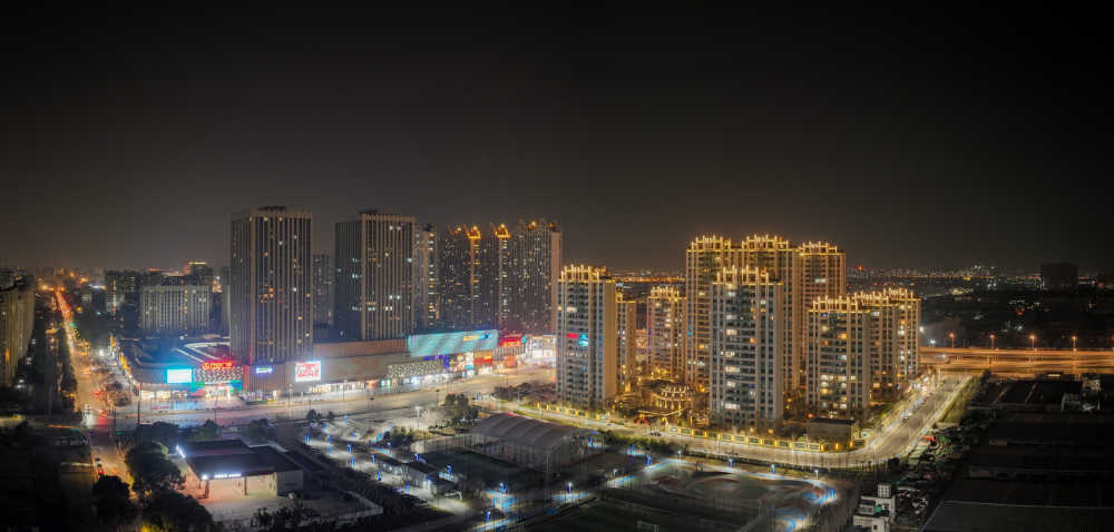 航拍昆山城市夜景