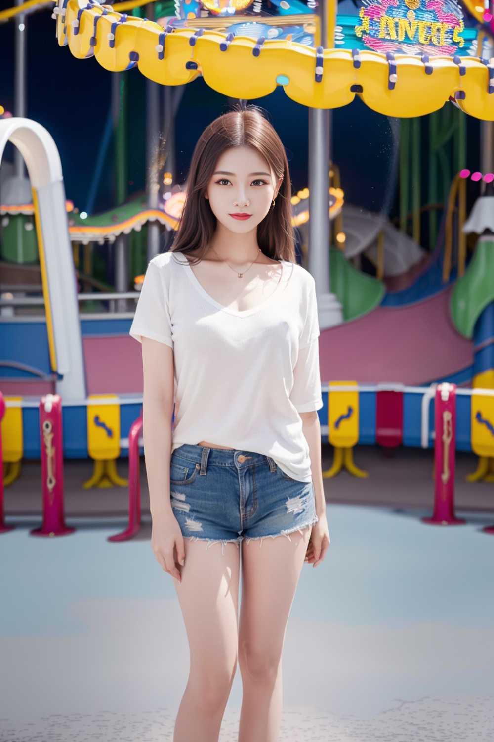 儿童节游乐园美女