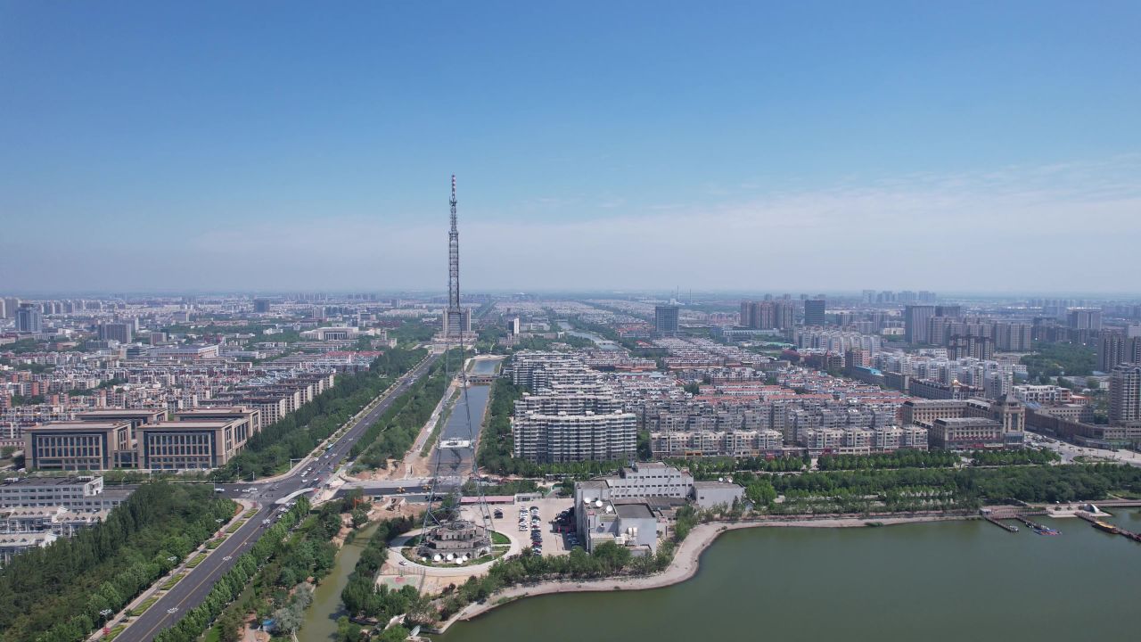 山东东营城市风光航拍 