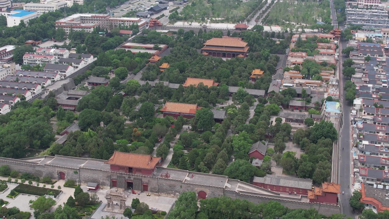山东泰安城市风光航拍 