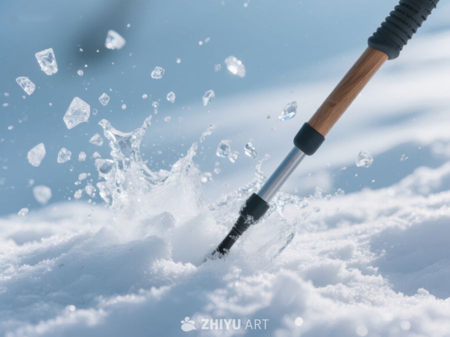 雪杖击打雪花飞溅瞬间 223
