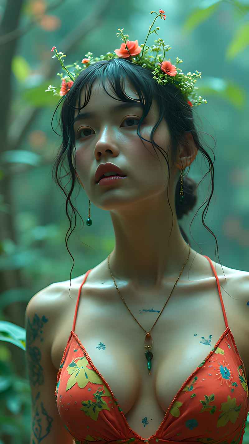 森林红色美女衣服写来艺术 23