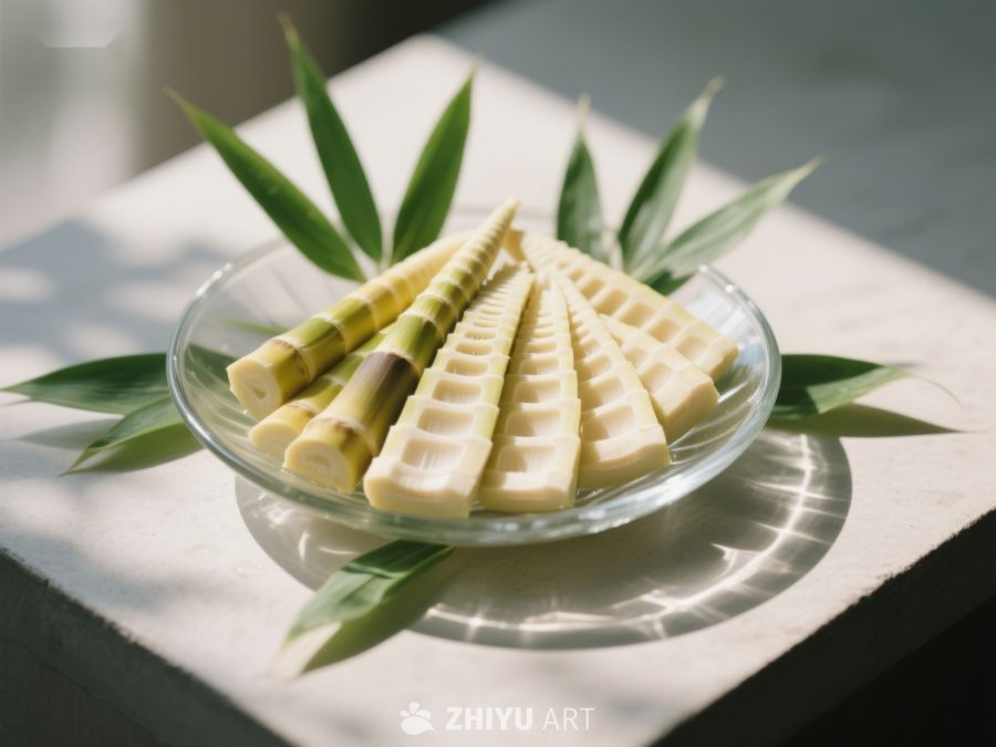 新鲜竹笋切片摆盘 569